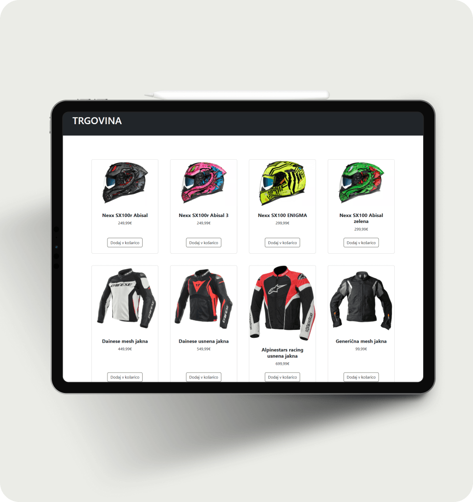Moto Shop – Web shop prilagođen svakom ekranu.